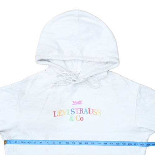 Levi's Women's White XS Pullover Hoodie with Rainbow Logo