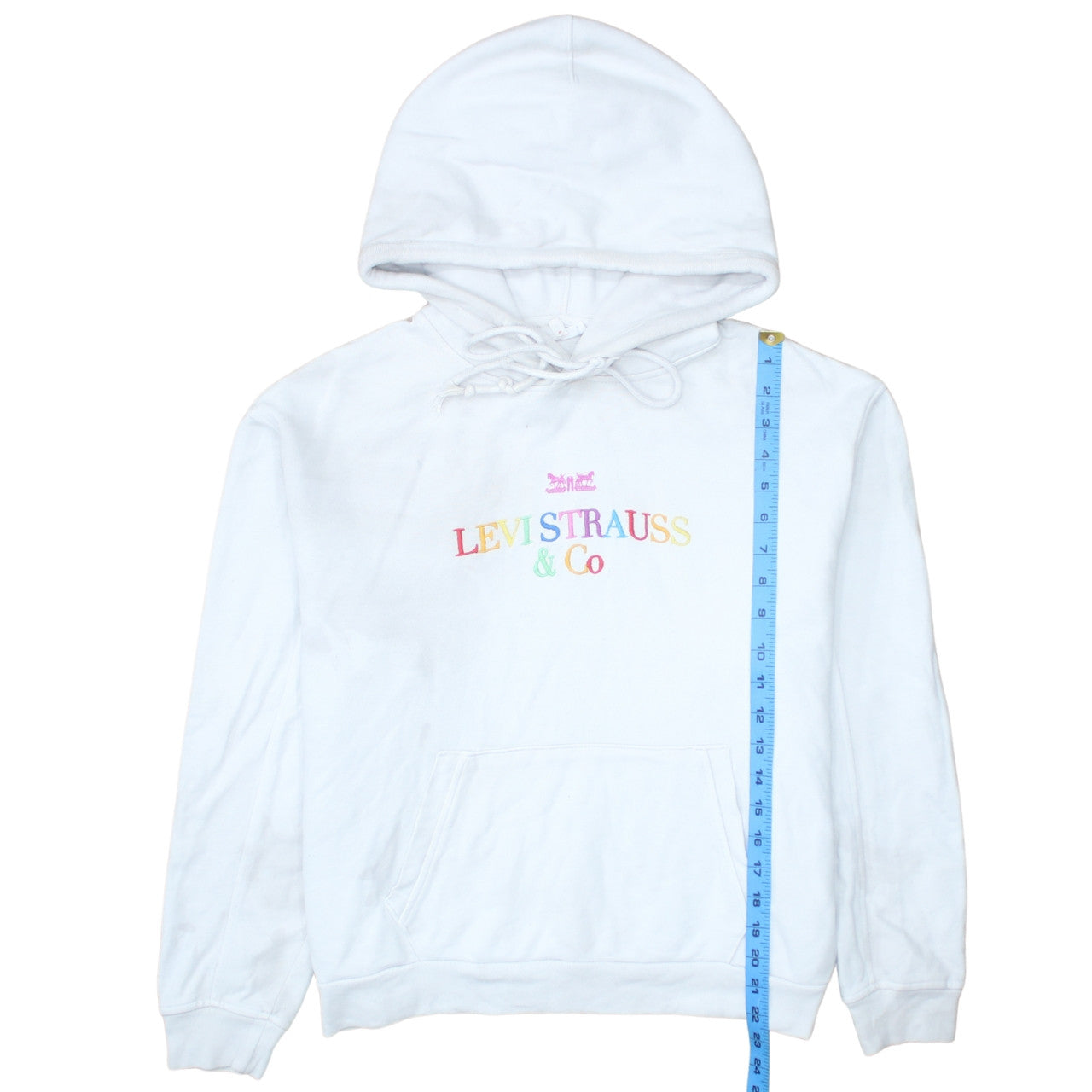 Levi's Women's White XS Pullover Hoodie with Rainbow Logo