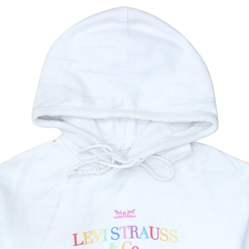 Levi's Women's White XS Pullover Hoodie with Rainbow Logo