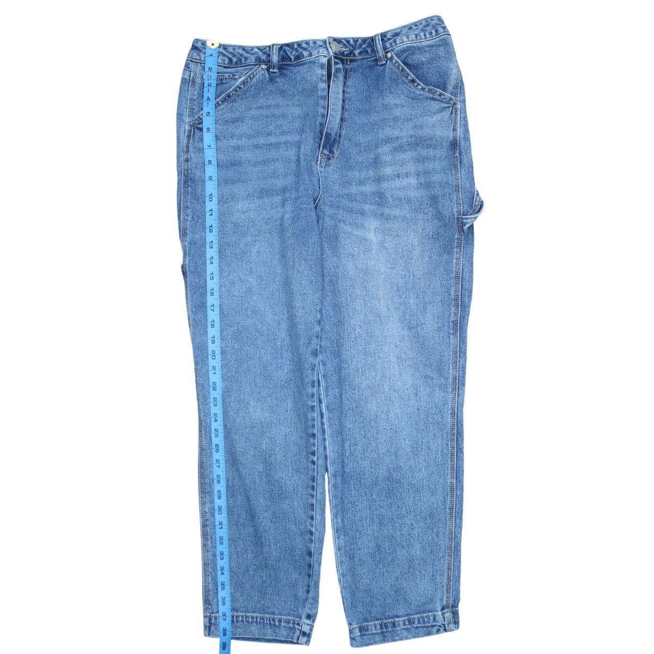 No Boundaries Girls Blue High Rise Relaxed Straight Denim Jeans Size 16 Years
