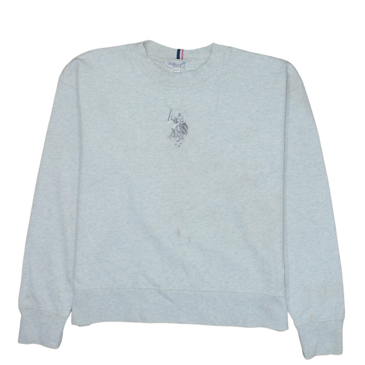 U.S. Polo Assn Women Light Grey Marl Cotton Sweatshirt M/12