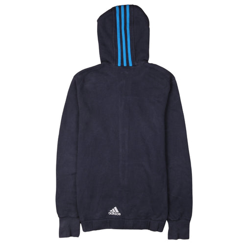 Adidas Boys Blue Full Zip Hoodie 15-16 Years Logo Fleece Sweatshirt
