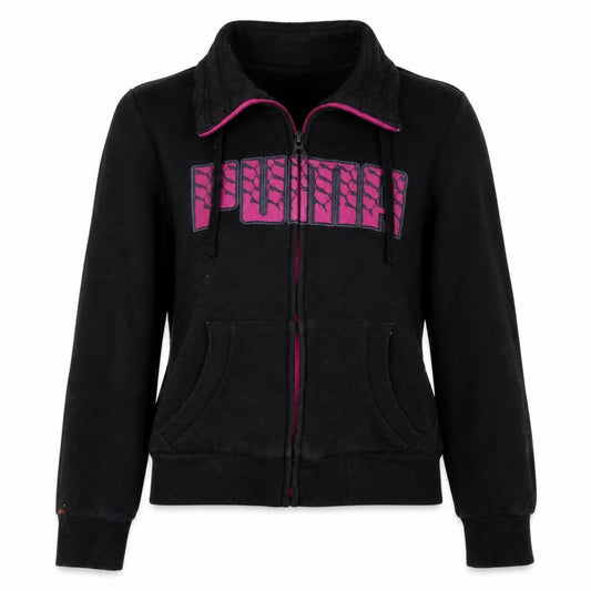 Puma Women's Black Size 8 Track Jacket Full Zip Logo Fleece