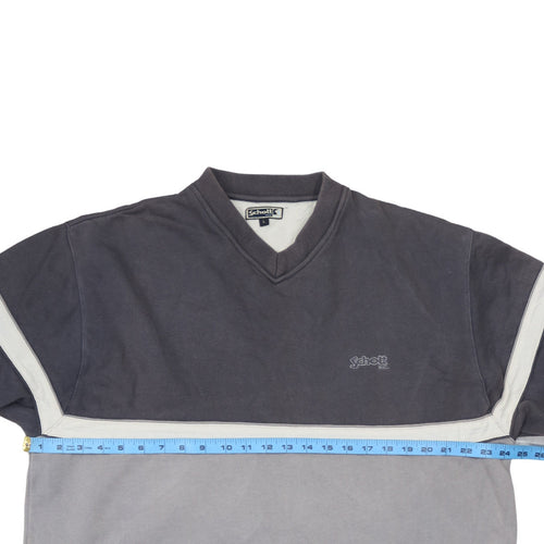 Schott NYC Mens Grey V-Neck Pullover Sweatshirt Size L Vintage