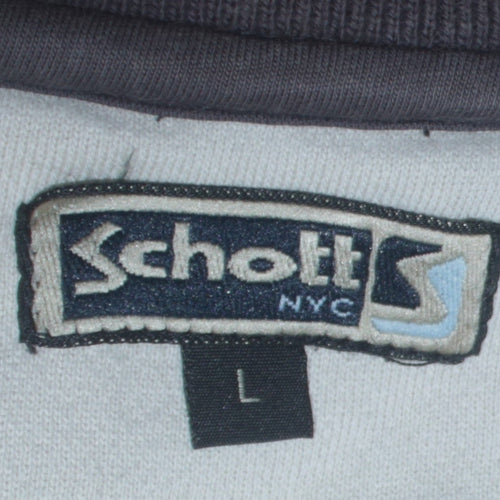 Schott NYC Mens Grey V-Neck Pullover Sweatshirt Size L Vintage