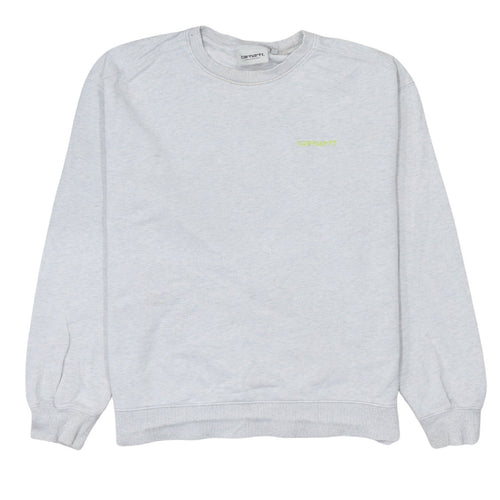 Carhartt Men's Grey Embroidered Logo Crew Neck Sweatshirt M