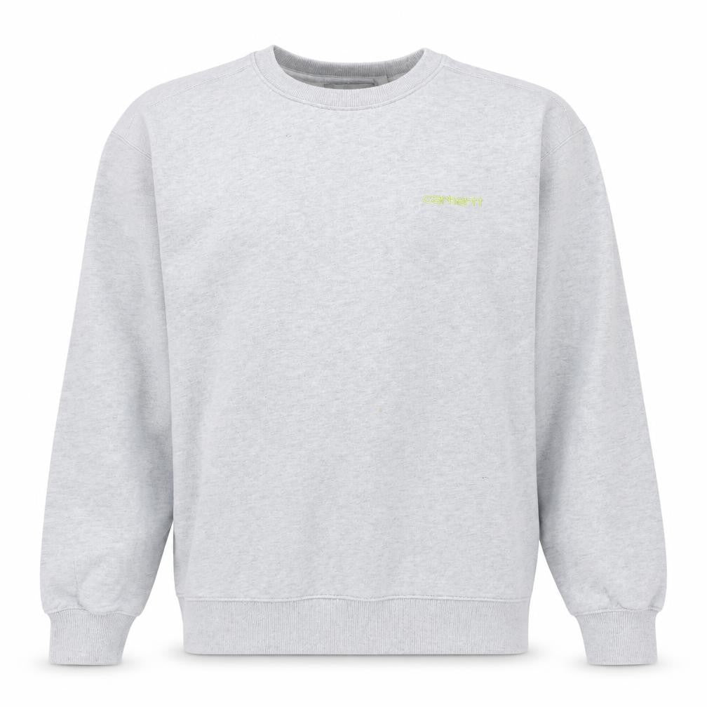 Front view of Carhartt Men's Grey Embroidered Logo Crew Neck Sweatshirt M