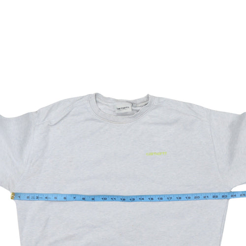 Carhartt Men's Grey Embroidered Logo Crew Neck Sweatshirt M