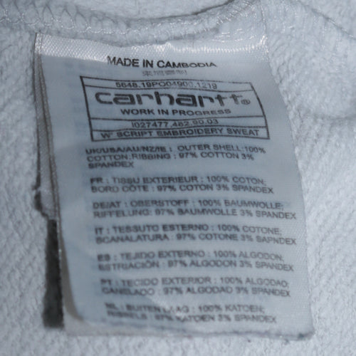 Carhartt Men's Grey Embroidered Logo Crew Neck Sweatshirt M
