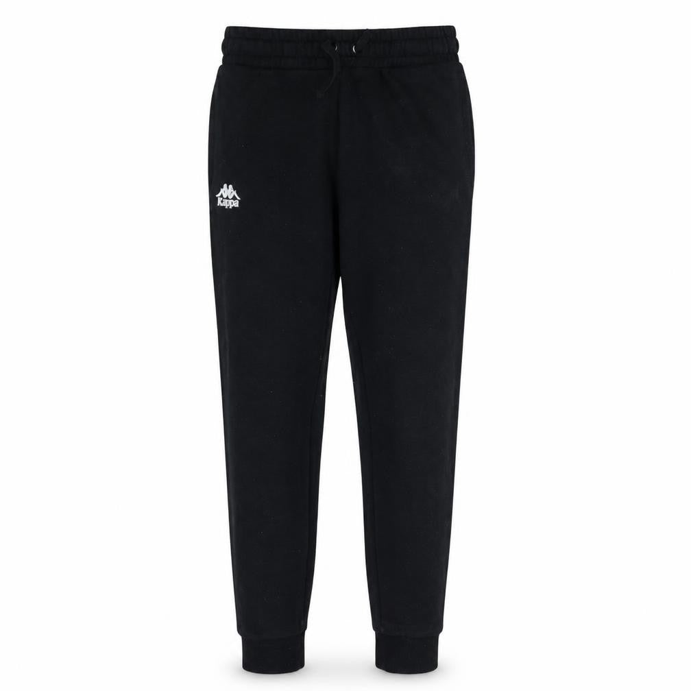 Front view of Kappa Men's Black Jogger Sweatpants Medium Fleece Tapered
