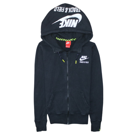 Nike Women's Black Full Zip Hoodie Small Track & Field Logo