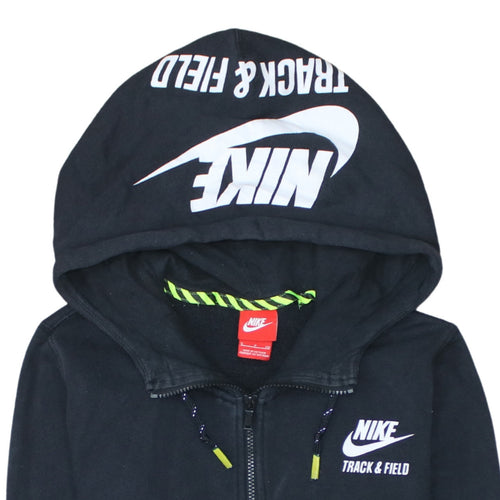Nike Women's Black Full Zip Hoodie Small Track & Field Logo