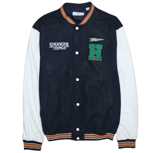 H&M Boys Stranger Things Black Varsity Jacket Size 14 Years
