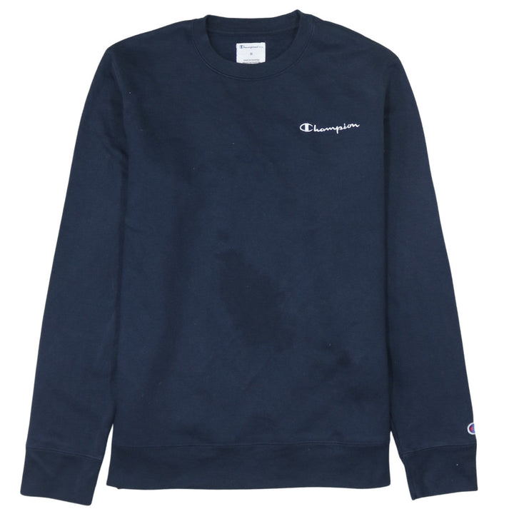 Champion Men Blue Pullover Sweatshirt Medium Crew Neck Logo