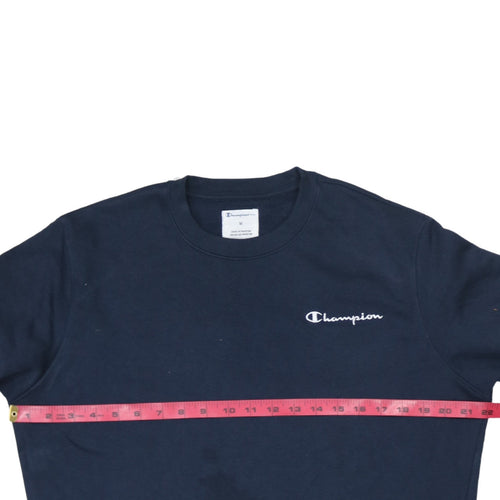 Champion Men Blue Pullover Sweatshirt Medium Crew Neck Logo