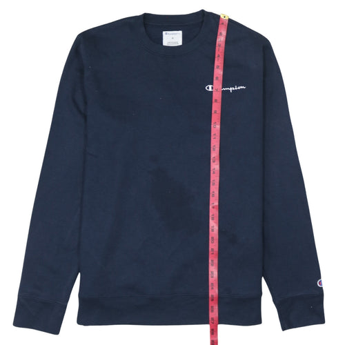 Champion Men Blue Pullover Sweatshirt Medium Crew Neck Logo