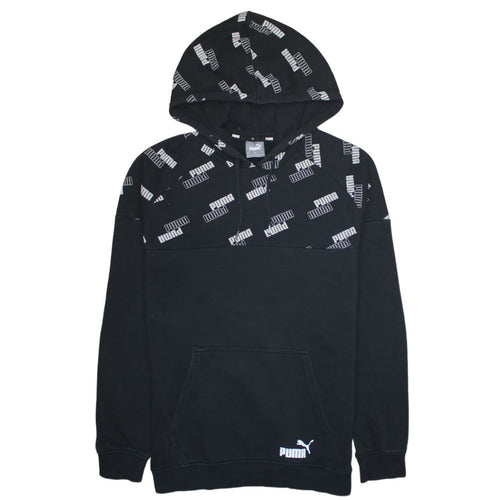 Puma Mens Black Pullover Hoodie Small Logo Sportswear Fleece