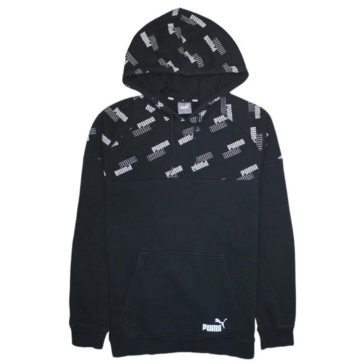 Puma Mens Black Pullover Hoodie Small Logo Sportswear Fleece
