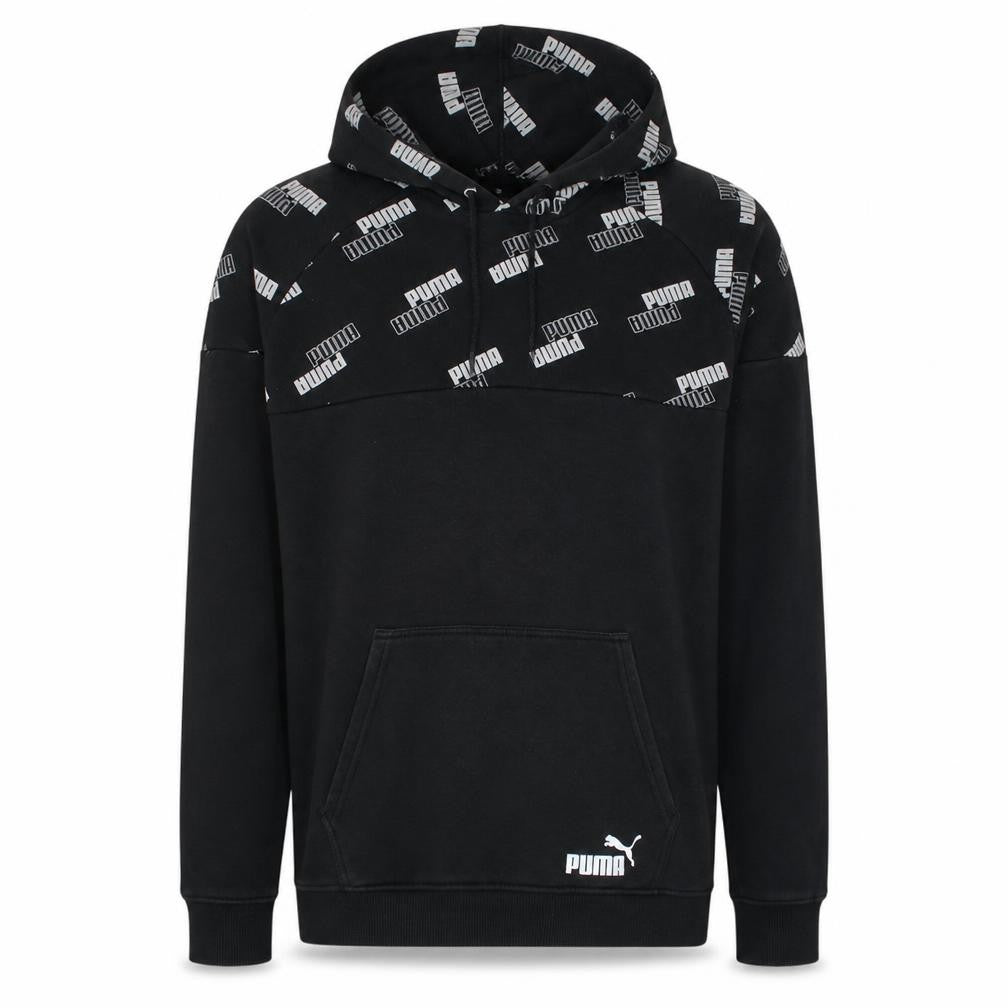 Puma Mens Black Pullover Hoodie Small Logo Sportswear Fleece