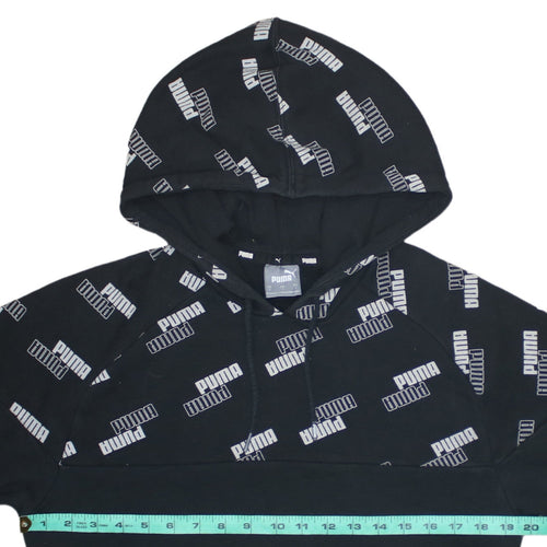 Puma Mens Black Pullover Hoodie Small Logo Sportswear Fleece