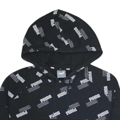 Puma Mens Black Pullover Hoodie Small Logo Sportswear Fleece