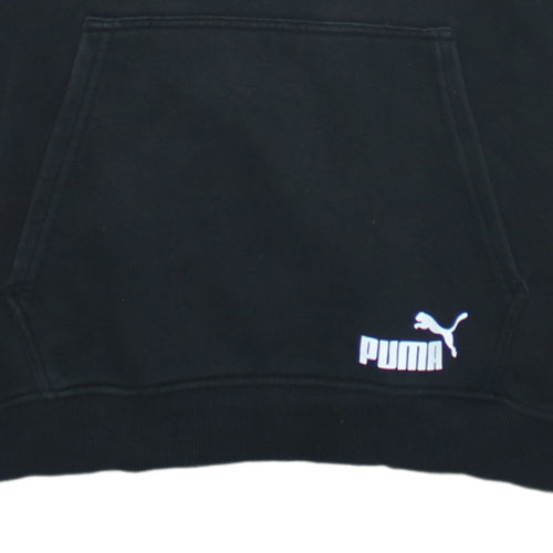 Puma Mens Black Pullover Hoodie Small Logo Sportswear Fleece