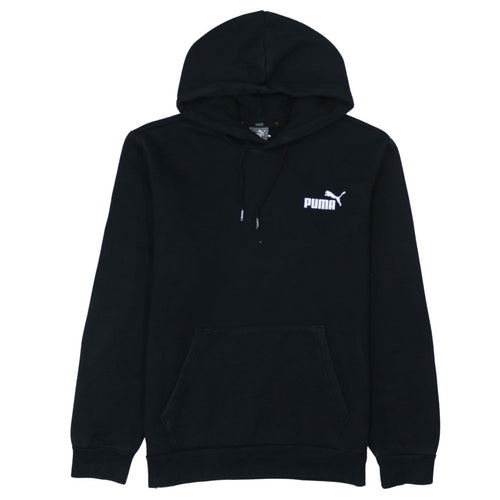 Puma Women's Black Small Pullover Hoodie with Logo and Kangaroo Pocket