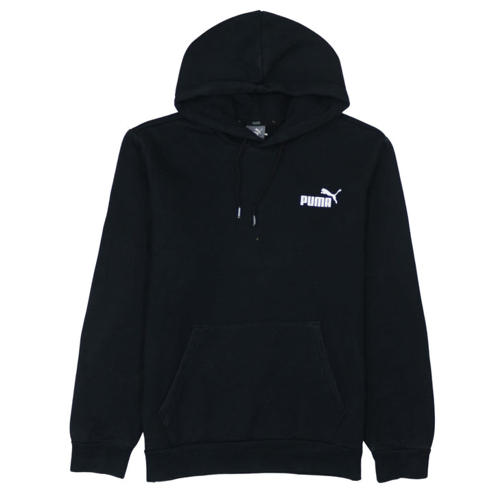 Puma Women's Black Small Pullover Hoodie with Logo and Kangaroo Pocket