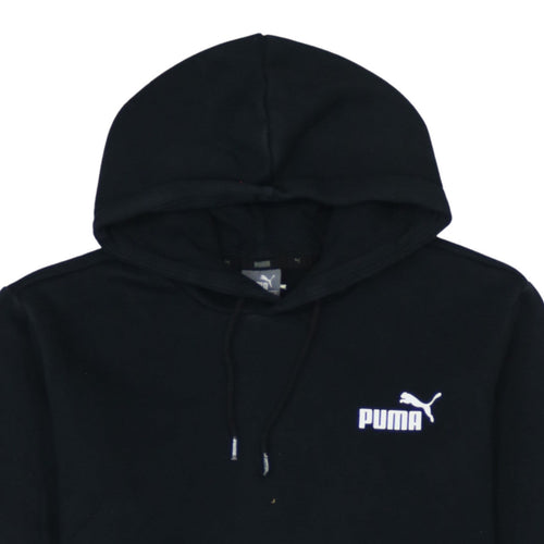 Puma Women's Black Small Pullover Hoodie with Logo and Kangaroo Pocket