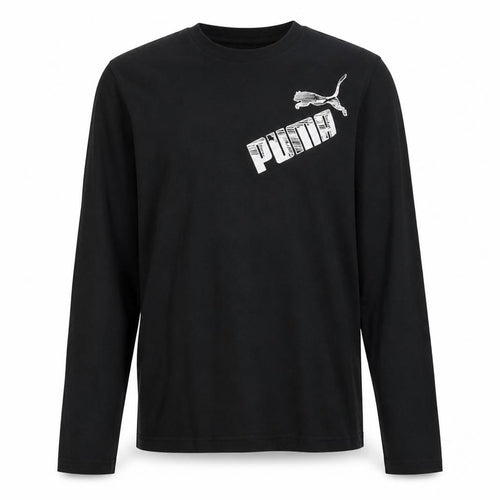 Puma Men's Black Long Sleeve Graphic Logo T-Shirt XL