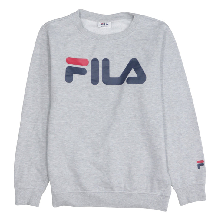 Fila Mens Grey XS Pullover Sweatshirt Crew Neck Logo Print