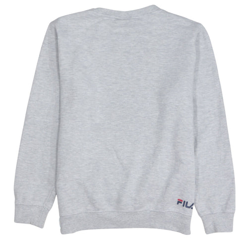Fila Mens Grey XS Pullover Sweatshirt Crew Neck Logo Print