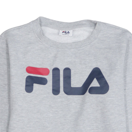 Fila Mens Grey XS Pullover Sweatshirt Crew Neck Logo Print