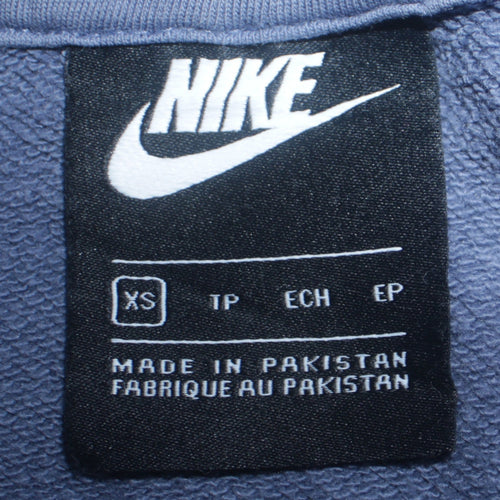 Nike Men's Blue XS Pullover Hoodie with Logo and Drawstring