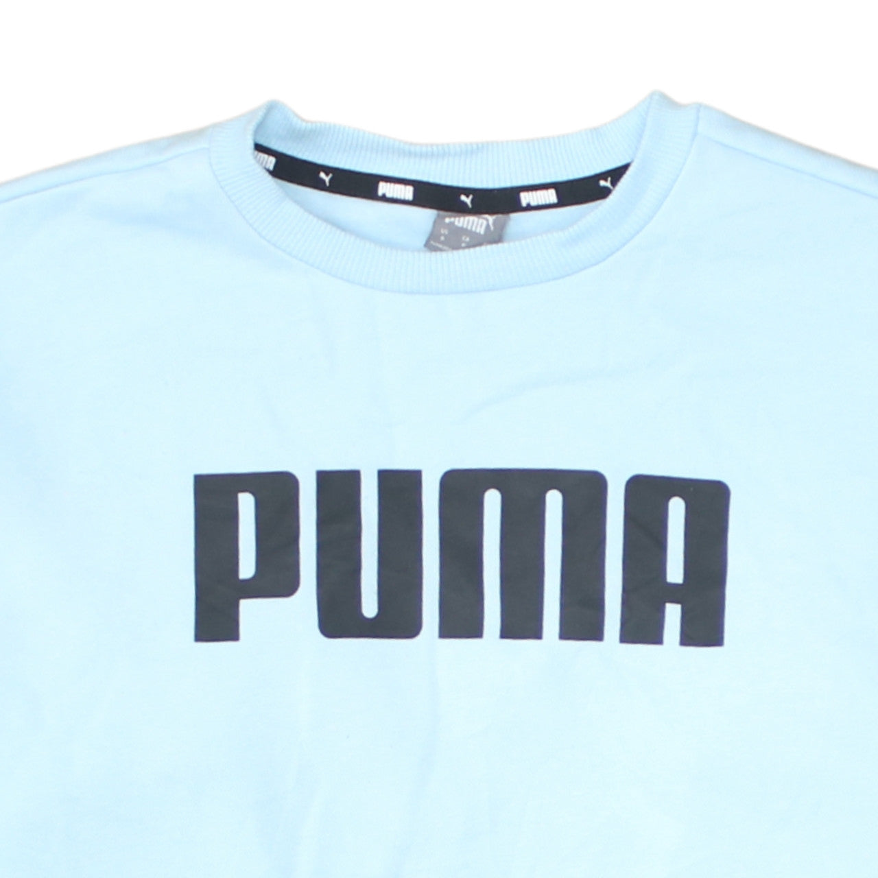 Puma Men's Blue Pullover Sweatshirt S Crew Neck Logo Fleece