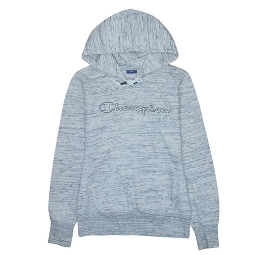 Champion Womens Grey Hoodie Medium Pullover Cotton Blend Logo Sweatshirt