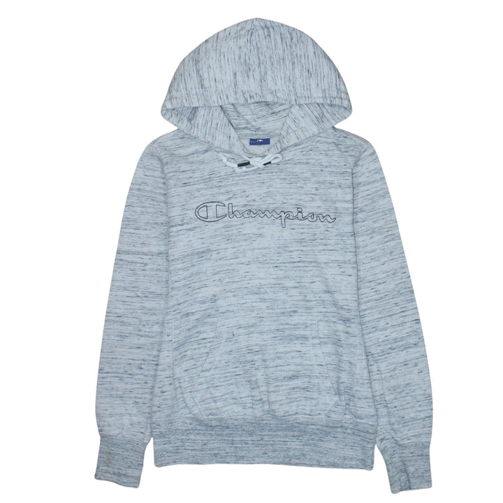 Champion Womens Grey Hoodie Medium Pullover Cotton Blend Logo Sweatshirt