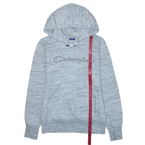 Champion Womens Grey Hoodie Medium Pullover Cotton Blend Logo Sweatshirt