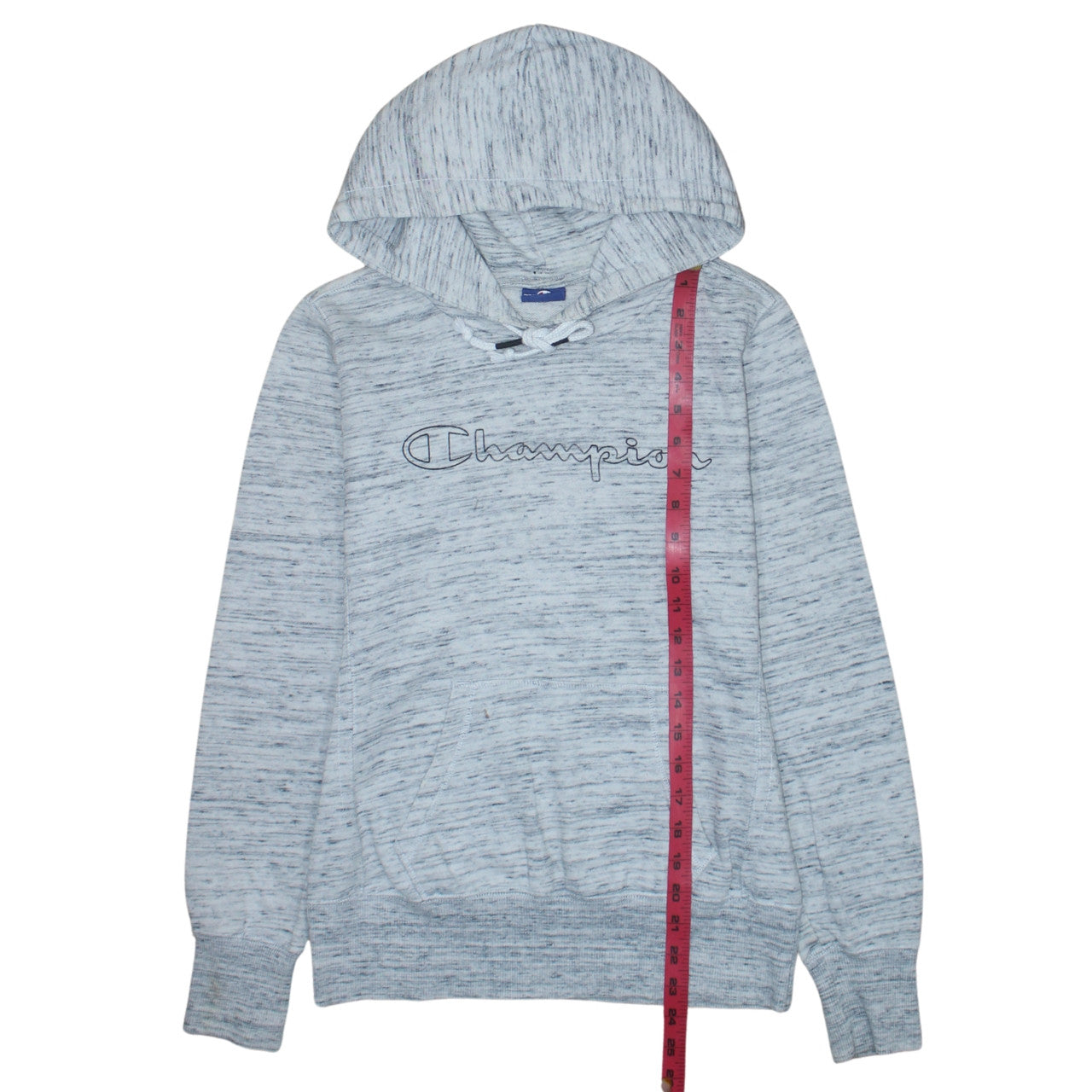 Champion Womens Grey Hoodie Medium Pullover Cotton Blend Logo Sweatshirt