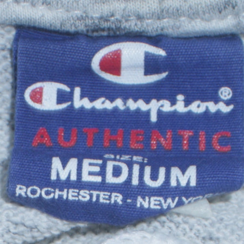 Champion Womens Grey Hoodie Medium Pullover Cotton Blend Logo Sweatshirt