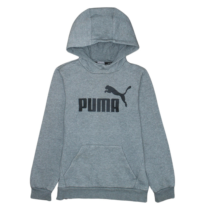 Puma Boys Grey Pullover Hoodie 11-12 Years Logo Graphic Sweatshirt