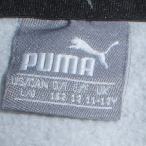 Puma Boys Grey Pullover Hoodie 11-12 Years Logo Graphic Sweatshirt