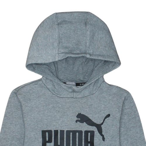 Puma Boys Grey Pullover Hoodie 11-12 Years Logo Graphic Sweatshirt