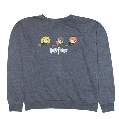 Harry Potter Unisex Adults Grey Sweatshirt L Crew Neck Graphic Print
