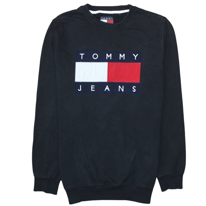 Tommy Jeans Men's Black Embroidered Logo Sweatshirt XXL