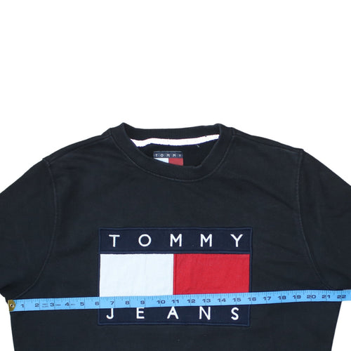 Tommy Jeans Men's Black Embroidered Logo Sweatshirt XXL