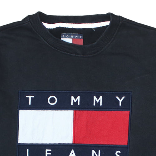 Tommy Jeans Men's Black Embroidered Logo Sweatshirt XXL