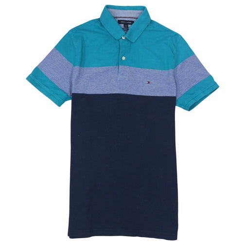 Tommy Hilfiger Men's Blue Slim Fit Colourblock Polo Shirt L