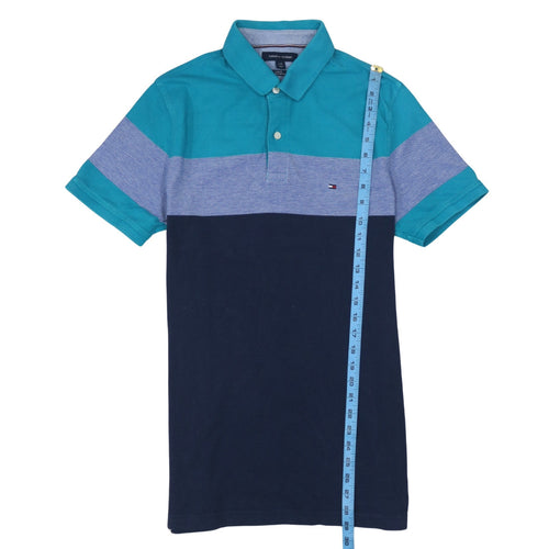 Tommy Hilfiger Men's Blue Slim Fit Colourblock Polo Shirt L
