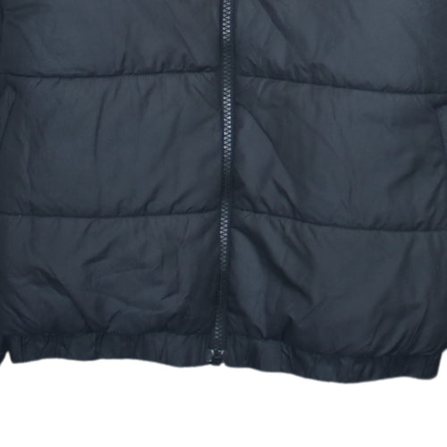 Adidas Boys Black Hooded Puffer Jacket 13-14 Years Lined Full Zip